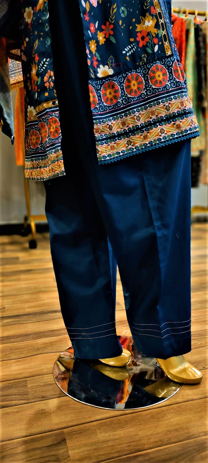 Blue Colour -3 Piece - Stitched Embroidered Lawn Suit.