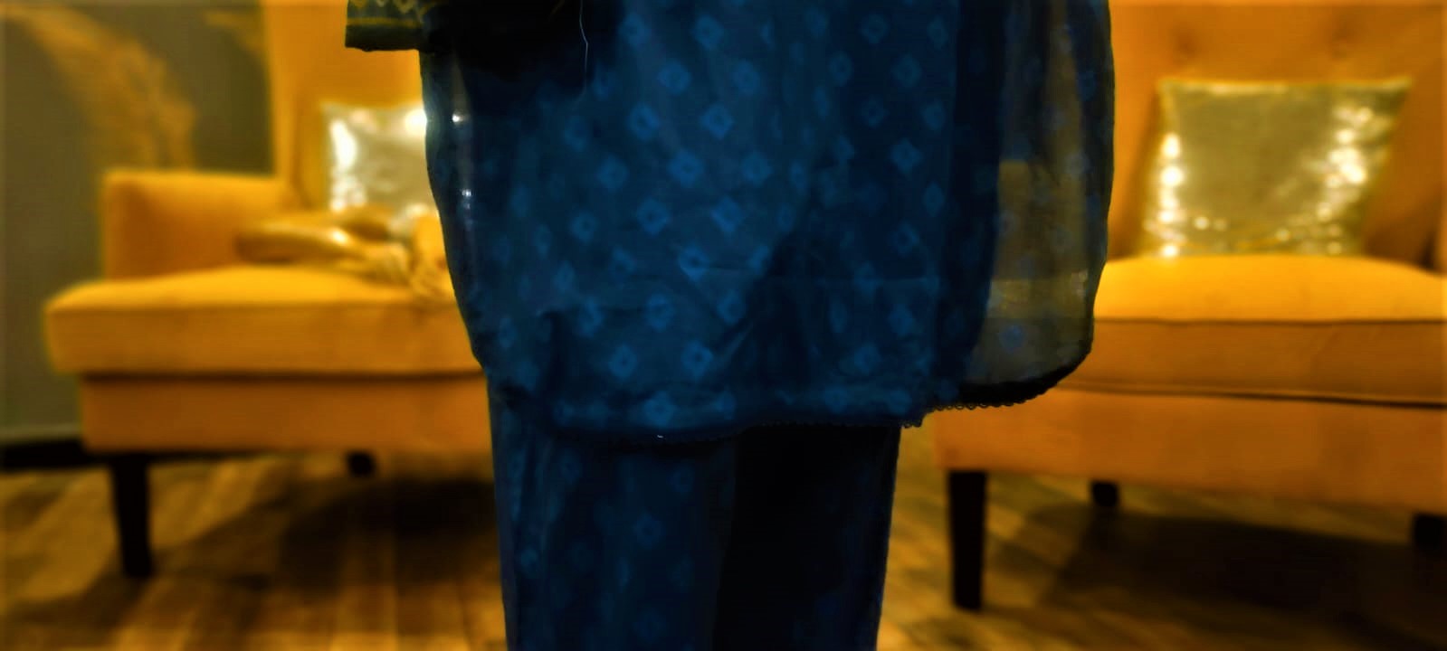 Blue Colour -3 Piece Cundari Stitched Suit.