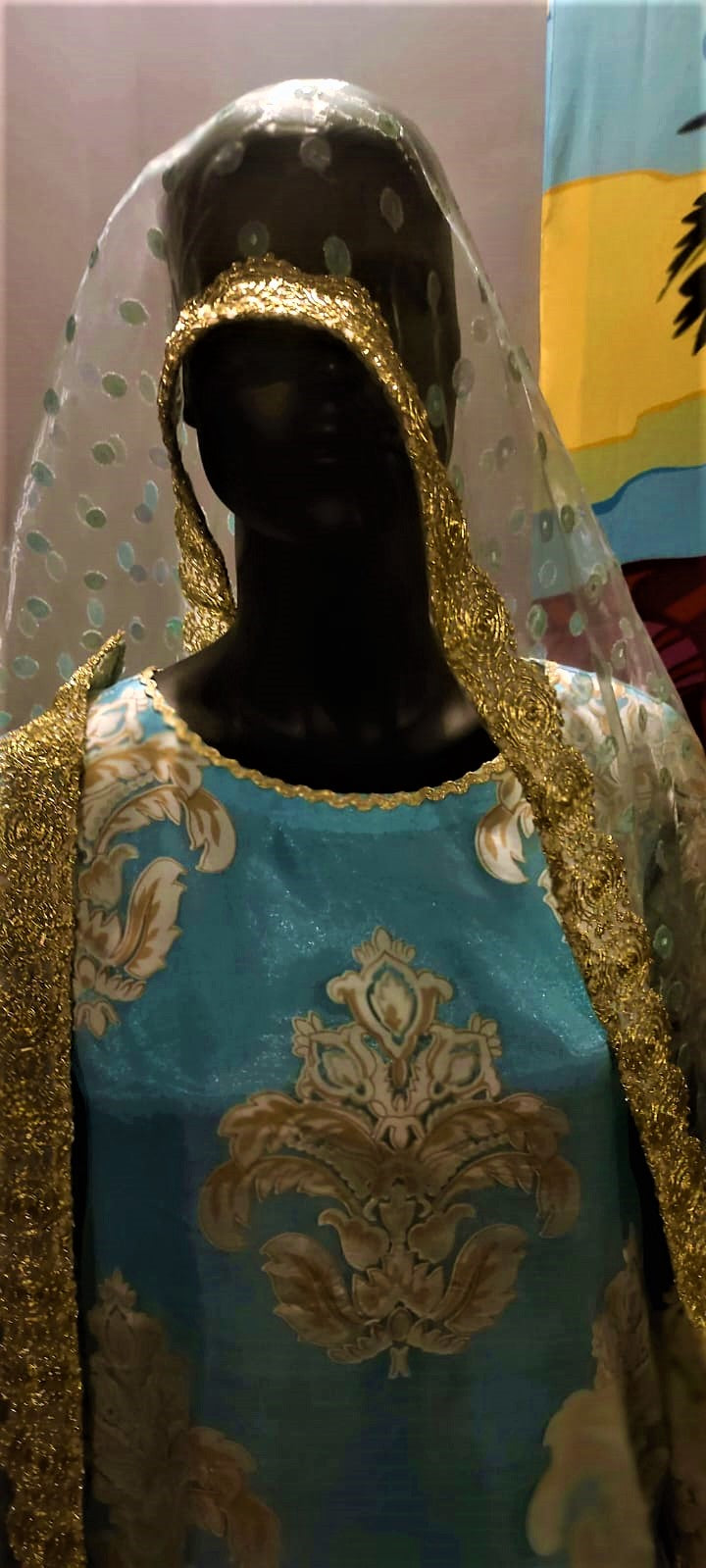 3 Piece Suit - Blue Colour - Organza SHIRT - SILK TROUSERS & Organza DUPATTA.