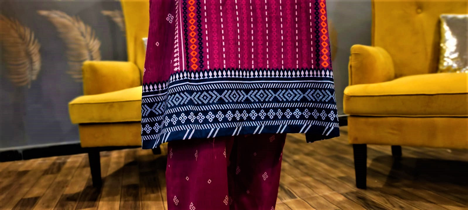 Purple Colour -3 Piece Cundari Stitched Suit.