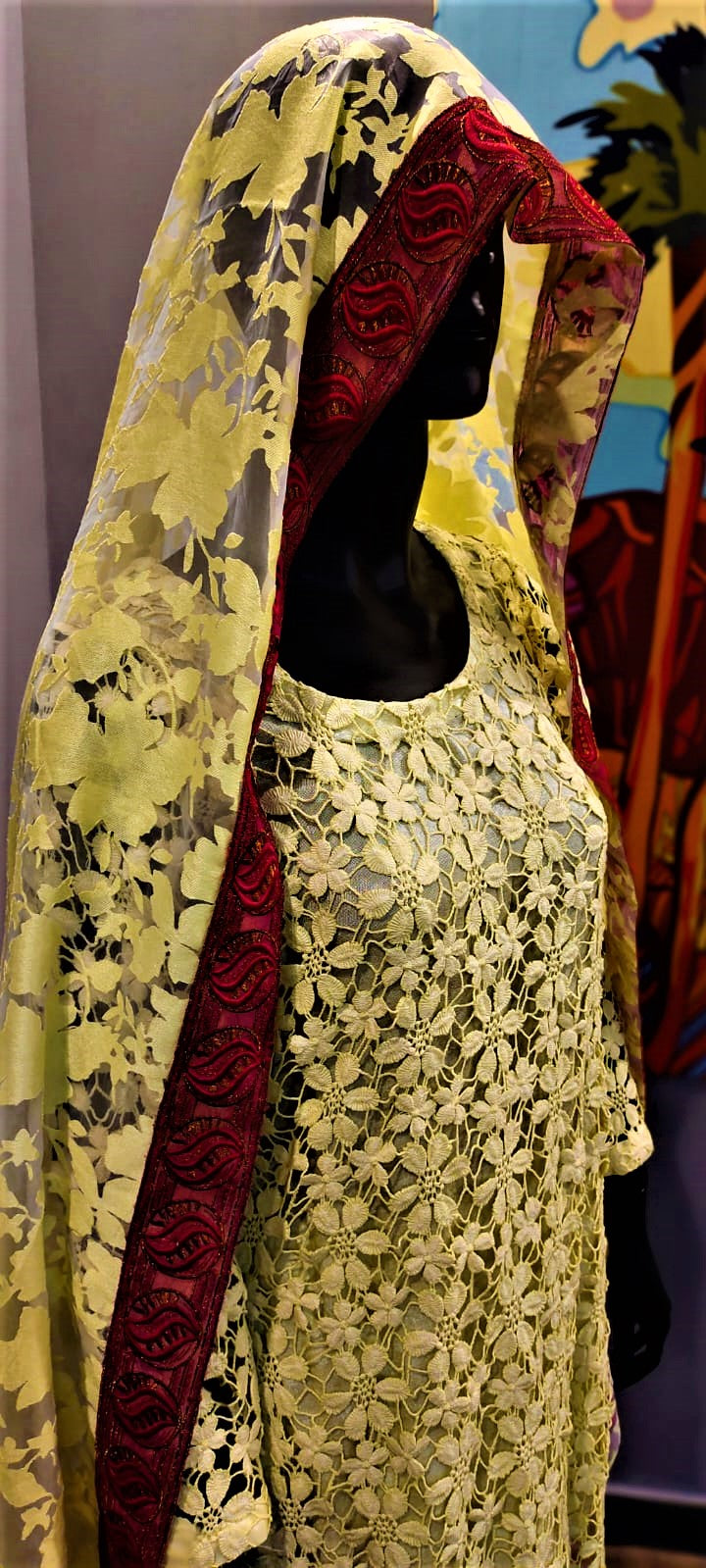 3 Piece Suit - Yellow Colour - Net SHIRT - SILK TROUSERS & Orangza DUPATTA.