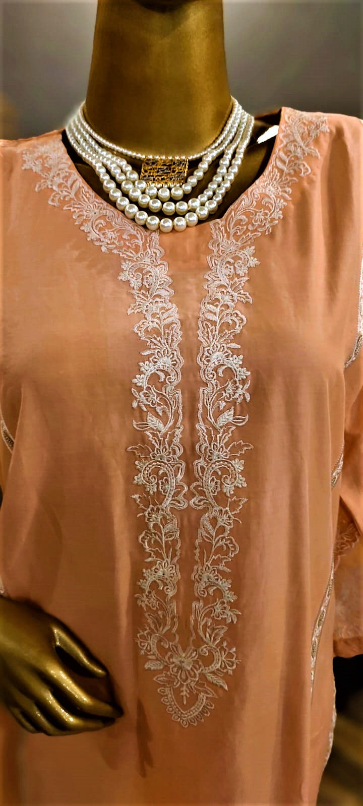 Ready to Wear- 3 Piece -Pink Colour Lawn , Embroidery Shirt (Neck, Sleeves, Daman) - Lawn Trousers & Net Embroidery Dupatta.