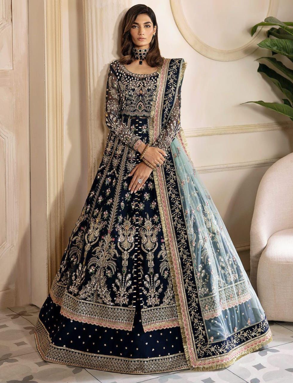 Heavy Embroidered Chiffon Frock | Not Stitched
