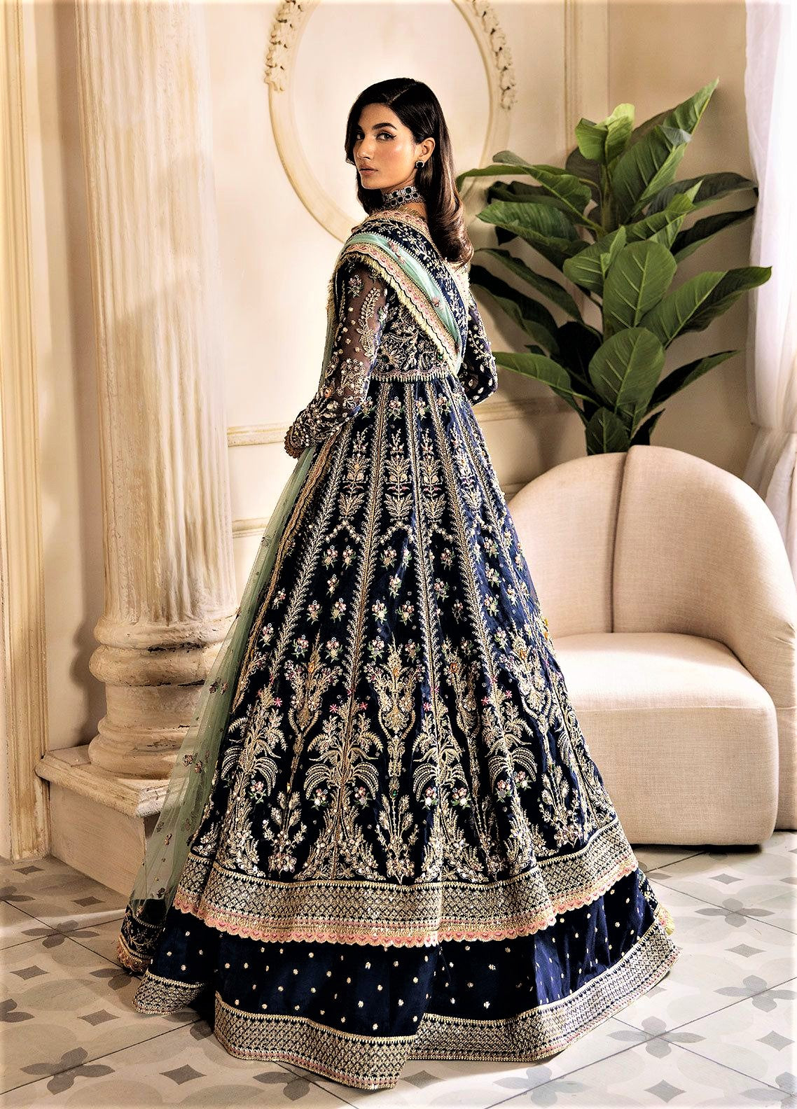 Heavy Embroidered Chiffon Frock | Not Stitched
