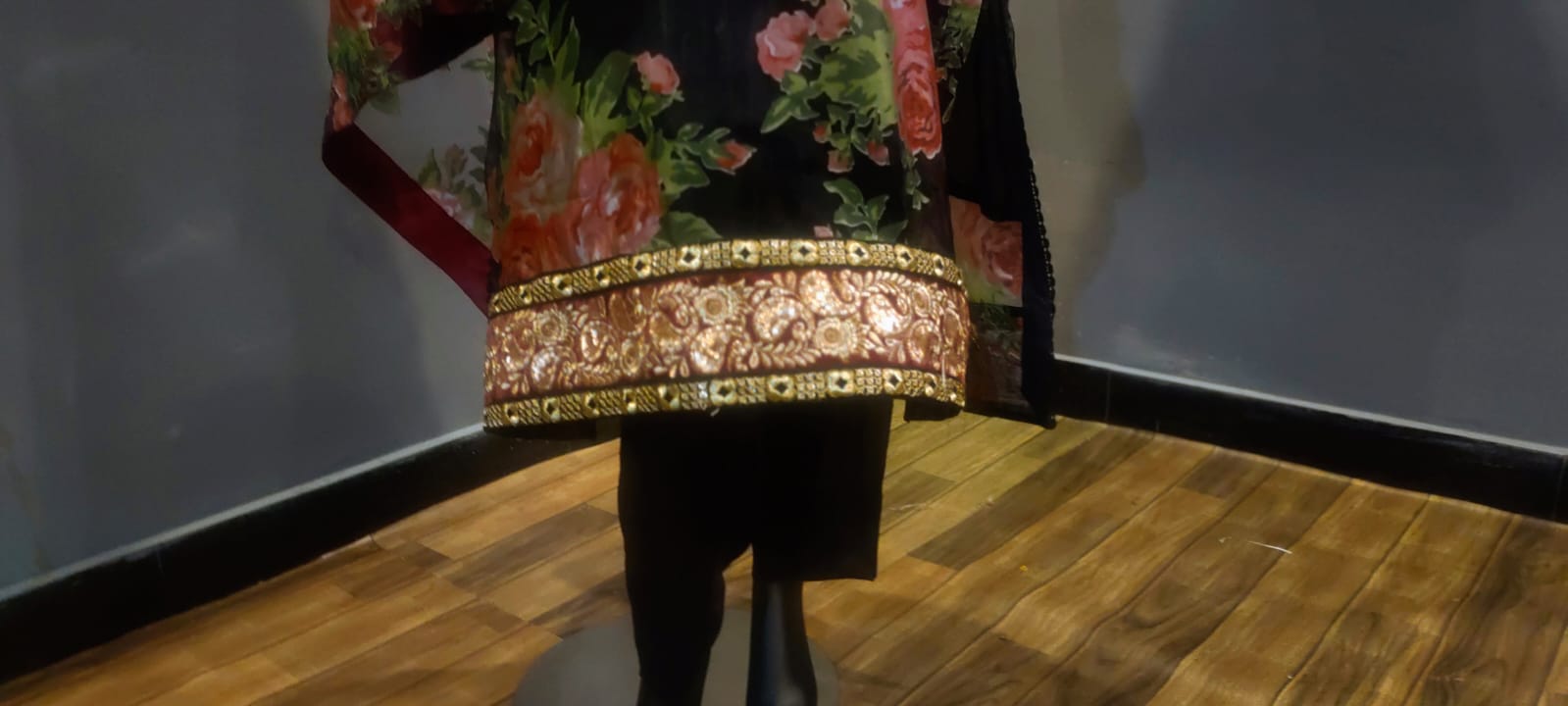 3 Piece Suit - Black Colour - Organza SHIRT - SILK TROUSERS & Organza DUPATTA.