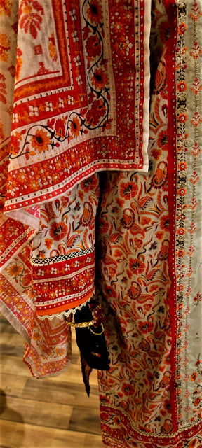 Fawn -3 Piece Stitched  Embroidered Suit.