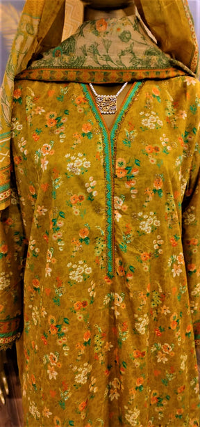 Yellow-3 Piece Lawn Embroidered Suit-Ready to Wear