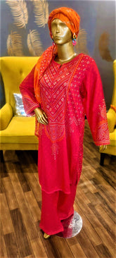 Pink Colour -3 Piece Cundari Stitched Suit.