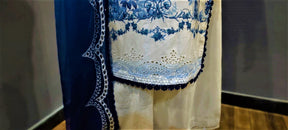 Ready to Wear- 3 Piece -Blue Colour Lawn ,  Embroidery  Shirt  & Crinkle Dupatta