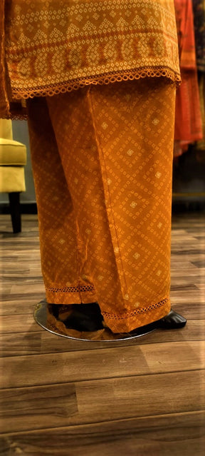 Orange Colour -3 Piece Cundari Stitched Suit.