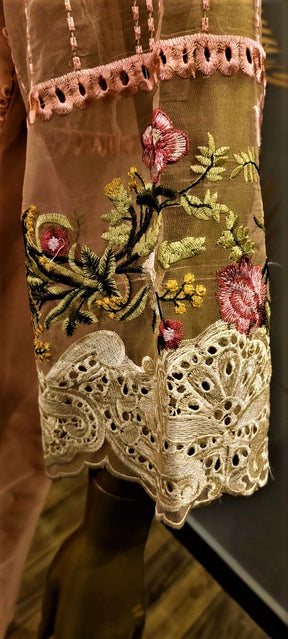 Fawn -3 Piece Stitched  Embroidered Suit.