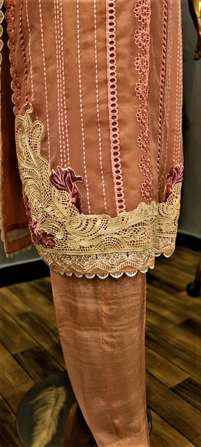 Fawn -3 Piece Stitched  Embroidered Suit.